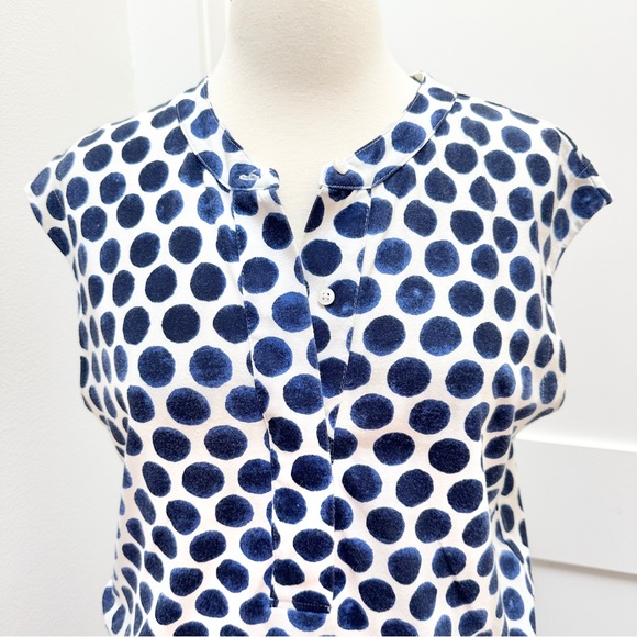 GAP Navy Polka Dot Drop Waist Drawstring Cotton Dress - Picture 2 of 10